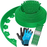 Kesser Rollborder Flexibele Gazonrand kunststof Borderrand met grondankers + handschoenen, | hoogte: 5cm, lengte: 10m, 20m, 30m, 40m, 50m