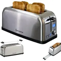 Sommertal Toaster ST1500 XXL – 4 Slices, Broodjesopzet, Display met Timer en Resttijd, Retro Design, Langsleuf, RVS, 1500W, Broodrooster
