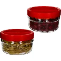 MamboCat Set van 2 voorraadpotten ORTES 1.5L met rood kunststof deksel - 17305322S