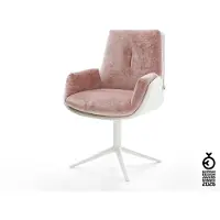 DELIFE Draaistoel Clea-Flex materiaalmix echt leer wit-rosé kruispoot wit 360° draaibaar rocker-functie