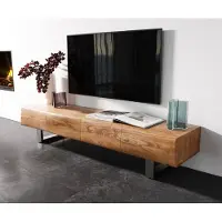 DELIFE TV-meubel New Live-Edge 175 cm acacia natuur 4 deuren sledepoten roestvrij staal geborsteld
