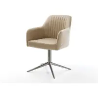 DELIFE Draaistoel Greg-Flex microvelours beige vintage kruispoot grafiet 360° draaibaar rocker-functie pocketveer kern