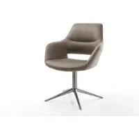 DELIFE Draaistoel Yago-Flex met armleuning microvelours taupe vintage kruispoot grafiet 360° draaibaar rocker-functie pocketveer kern