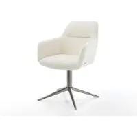 DELIFE Draaistoel Pejo-Flex bouclé wit kruispoot grafiet 360° draaibaar rocker-functie pocketveer kern