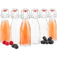 MamboCat Set van 6 scharnierende topflessen 200 ml + scharnierende top - glazen fles voor cider, sap, bier, schnaps, likeur, azijn & olie