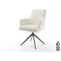 DELIFE Draaistoel Heira-Flex met armleuning bouclé wit kruisframe breed afwerking met titanium 360° draaibaar rocker-functie pocketveer kern