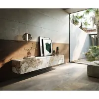 DELIFE Tv-meubel Cuor 220 cm Keramiek Minas Melange Wit-beige 1 Flap 2 Laden Zwevend