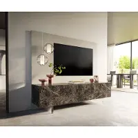 DELIFE Tv-meubel Cuor 180 cm Keramiek Emperador Extra Lucidato Donkerbruin 1 Flap 2 Laden Zwevende voet look Acrylglas