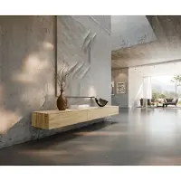 DELIFE Tv-meubel Cuor 200 cm Keramiek Laminam Sabbia Eiken gekleurd 1 Flap 1 Lade Zwevend