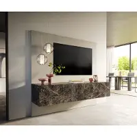 DELIFE Tv-meubel Cuor 180 cm Keramiek Emperador Extra Lucidato Donkerbruin 1 Flap 2 Laden Zwevend