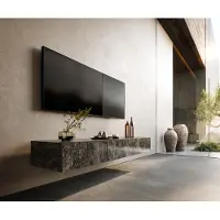 DELIFE Tv-meubel Cuor 150 cm Keramiek Emperador Extra Lucidato Donkerbruin 1 Flap 1 Lade Zwevend