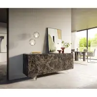 DELIFE Dressoir Cuor 180 cm Keramiek Emperador Extra Lucidato Donkerbruin 2 Deuren 3 Laden Zwevende voet look Acrylglas