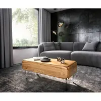 DELIFE Salontafel Shavani 100x50 cm acacia natuur 1 lade L-poot RVS zilver