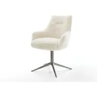 DELIFE Draaistoel Alja-Flex met armleuning pluchen crème-wit kruispoot grafiet 360° draaibaar rocker-functie pocketveer kern