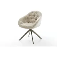 DELIFE Draaistoel Gaio-Flex geweven stof beige kruisframe breed afwerking met titanium 360° draaibaar rocker-functie
