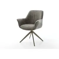 DELIFE Draaistoel Keila-Flex met armleuning bouclé zacht mud kruisframe breed afwerking met titanium 360° draaibaar rocker-functie