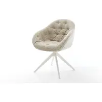 DELIFE Draaistoel Gaio-Flex geweven stof beige kruisframe breed wit 360° draaibaar rocker-functie