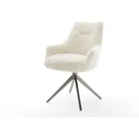 DELIFE Draaistoel Alja-Flex met armleuning pluchen crème-wit kruisframe breed grafiet 360° draaibaar rocker-functie pocketveer kern