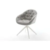 DELIFE Draaistoel Gaio-Flex zachte stof met structuur grijs kruisframe breed wit 360° draaibaar rocker-functie