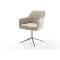 DELIFE Draaistoel Greg-Flex geweven stof beige kruispoot roestvrij staal 360° draaibaar rocker-functie pocketveer kern