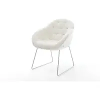 DELIFE Eetkamerstoel Gaio-Flex bouclé zacht beige slipframe roestvrij staal