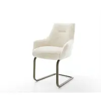 DELIFE Sledemodel Alja-Flex met armleuning pluchen crème-wit sledemodel vlak afwerking met titanium pocketveer kern