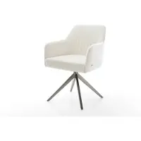 DELIFE Draaistoel Greg-Flex bouclé zacht beige kruisframe breed grafiet 360° draaibaar rocker-functie pocketveer kern
