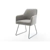 DELIFE Eetkamerstoel Greg-Flex zachte stof met structuur grijs slipframe zwart pocketveer kern