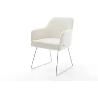 DELIFE Eetkamerstoel Greg-Flex bouclé zacht beige slipframe roestvrij staal pocketveer kern