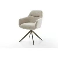DELIFE Draaistoel Pejo-Flex geweven stof beige kruisframe breed afwerking met titanium 360° draaibaar rocker-functie pocketveer kern