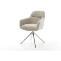 DELIFE Draaistoel Pejo-Flex geweven stof beige kruisframe breed roestvrij staal 360° draaibaar rocker-functie pocketveer kern