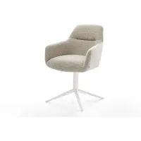 DELIFE Draaistoel Pejo-Flex geweven stof beige kruispoot wit 360° draaibaar rocker-functie pocketveer kern