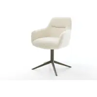 DELIFE Draaistoel Pejo-Flex teddy beige kruispoot afwerking met titanium 360° draaibaar rocker-functie pocketveer kern