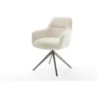 DELIFE Draaistoel Pejo-Flex pluchen crème-wit kruisframe breed grafiet 360° draaibaar rocker-functie pocketveer kern