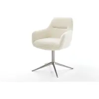 DELIFE Draaistoel Pejo-Flex teddy beige kruispoot roestvrij staal 360° draaibaar rocker-functie pocketveer kern
