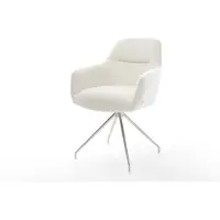 DELIFE Eetkamerstoel Pejo-Flex bouclé zacht beige kruisframe conisch roestvrij staal pocketveer kern