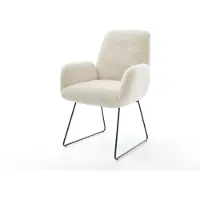 DELIFE Eetkamerstoel Zoa-Flex pluchen crème-wit slipframe zwart pocketveer kern