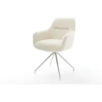 DELIFE Eetkamerstoel Pejo-Flex teddy beige kruisframe conisch roestvrij staal pocketveer kern