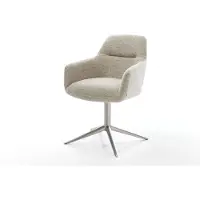 DELIFE Draaistoel Pejo-Flex geweven stof beige kruispoot roestvrij staal 360° draaibaar rocker-functie pocketveer kern