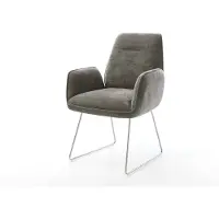 DELIFE Eetkamerstoel Zoa-Flex bouclé zacht mud slipframe roestvrij staal pocketveer kern