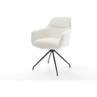 DELIFE Gestoffeerde-stoel Pejo-Flex kruisframe conisch zwart bouclé zacht beige pocketveer kern