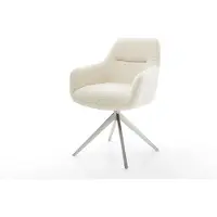 DELIFE Draaistoel Pejo-Flex teddy beige kruisframe breed roestvrij staal 360° draaibaar rocker-functie pocketveer kern