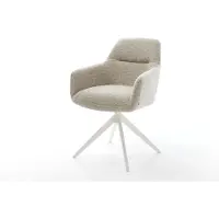 DELIFE Draaistoel Pejo-Flex geweven stof beige kruisframe breed wit 360° draaibaar rocker-functie pocketveer kern