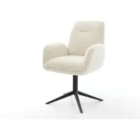 DELIFE Draaistoel Zoa-Flex teddy beige kruispoot zwart 360° draaibaar rocker-functie pocketveer kern