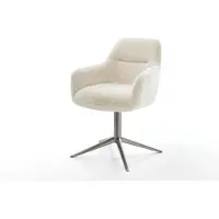 DELIFE Draaistoel Pejo-Flex pluchen crème-wit kruispoot grafiet 360° draaibaar rocker-functie pocketveer kern