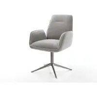 DELIFE Draaistoel Zoa-Flex zachte stof met structuur grijs kruispoot grafiet 360° draaibaar rocker-functie pocketveer kern