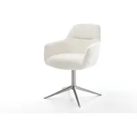 DELIFE Draaistoel Pejo-Flex bouclé zacht beige kruispoot roestvrij staal 360° draaibaar rocker-functie pocketveer kern