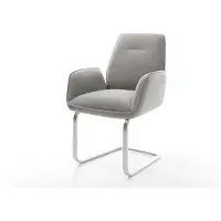 DELIFE Sledemodel Zoa-Flex zachte stof met structuur grijs sledemodel vlak roestvrij staal pocketveer kern