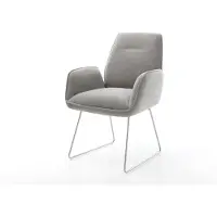 DELIFE Eetkamerstoel Zoa-Flex zachte stof met structuur grijs slipframe roestvrij staal pocketveer kern