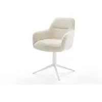 DELIFE Draaistoel Pejo-Flex pluchen crème-wit kruispoot wit 360° draaibaar rocker-functie pocketveer kern